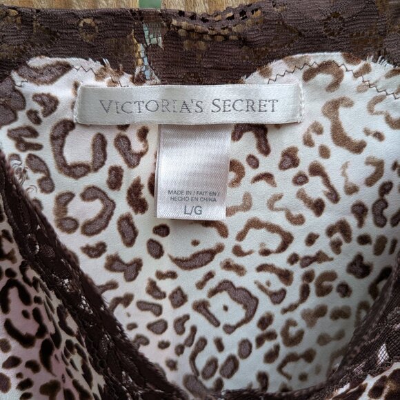 Victoria's Secret Large Leopard & Lace Babydoll Slip Dress - Lingerie Teddy Y2K - Picture 5 of 6